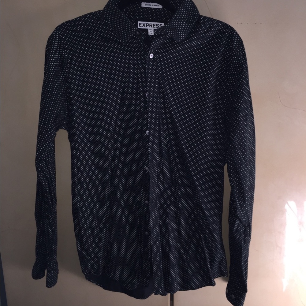 Express Polka dot long sleeve dress shirt